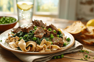 healthy beef stroganoff serving